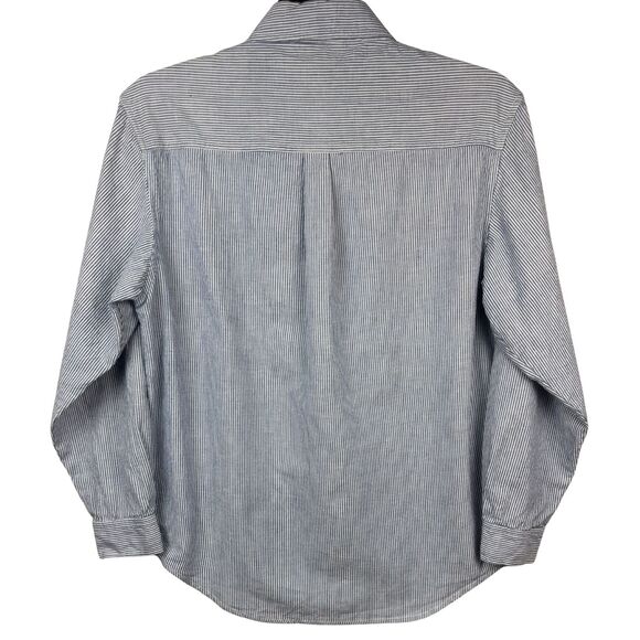 Vintage Casey & Max Shirt Embroidered Cat Button-Up Stripe Collar 90s Medium Y2K - Picture 2 of 8